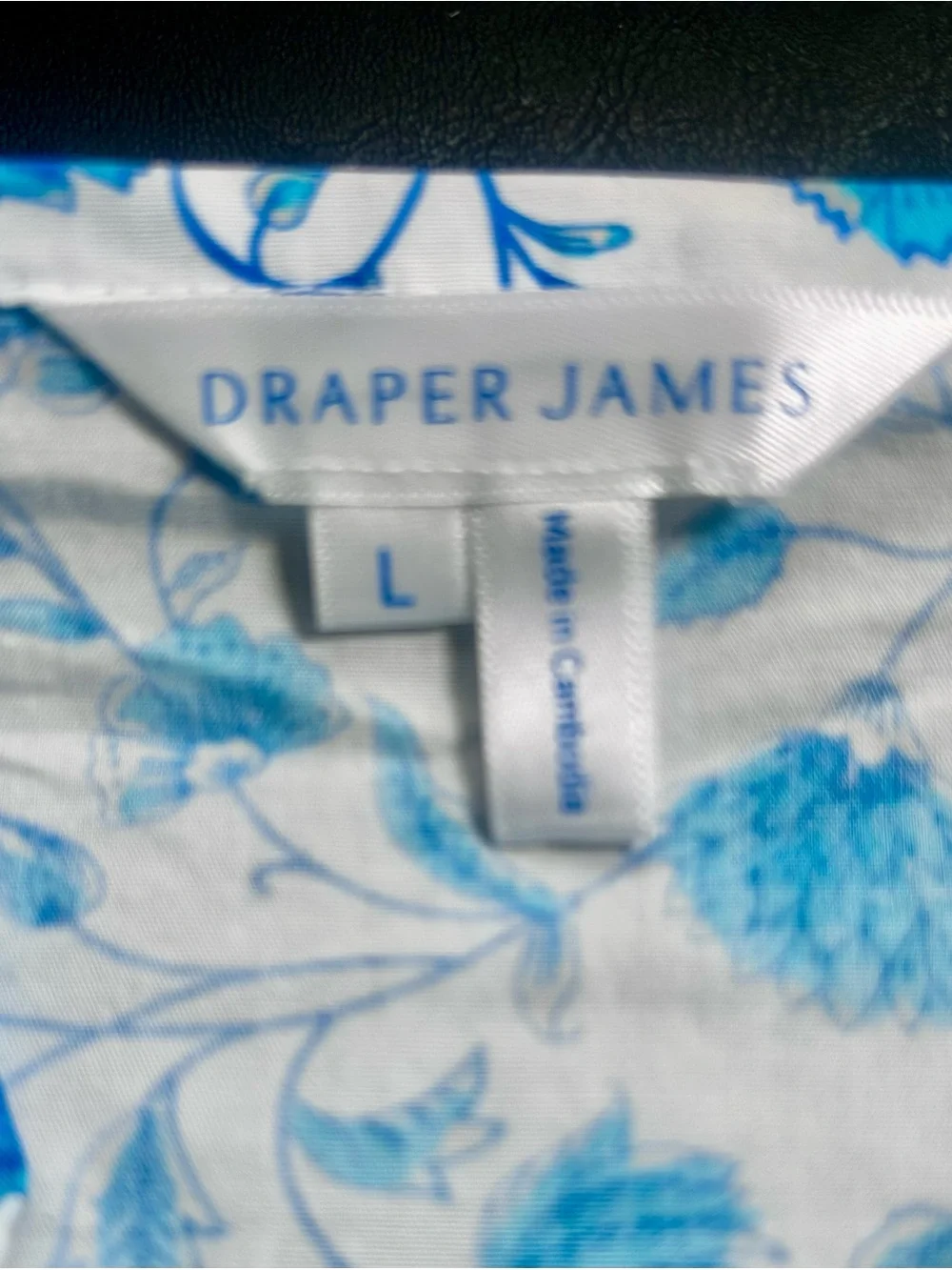 Draper James Blue Floral Cotton Maxi Dress Size L Smocked Bust Pockets Coastal - Picture 9 of 12